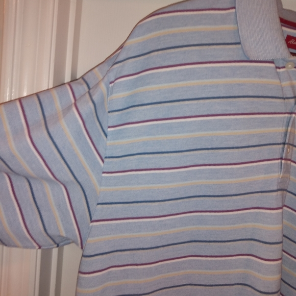 Allan Flusser men's Blue Stripe Weekend Polo Shirt Size XXL - Picture 3 of 7